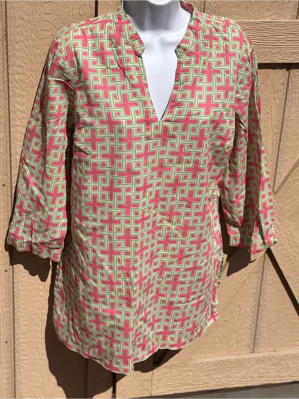 Brooks Brothers Pink & Green Geometric Tunic Top